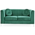 thumbnail image 2 of Passion Furniture Delray 65 in. Green Tuxedo Arm Velvet Loveseat with 2-Throw Pillow, 2 of 3