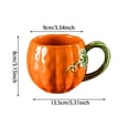 thumbnail image 2 of Ceramic Pumpkin Mug with Green Vine Handle Glossy Body for Coffee Fall Halloween Thanksgiving, 2 of 5