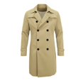 thumbnail image 2 of uublik Mens Trench Coat Khaki Long Sleeve Classic Overcoat Open Front Cardigan Jacket, 2 of 6