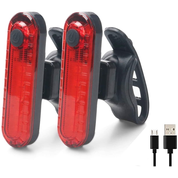 Luces traseras para bicicleta: 2 luces traseras para bicicleta, recargables por USB, COB LED, impermeables, 4 modos de iluminación para garantizar la seguridad y la visibilidad.