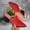 Red, variant on Women’s Pointed Toe Block Heel Mules, Metal Buckle Slip On Backless Clogs, Mid Heel Dress Sandals for office Party Red 9(41)
