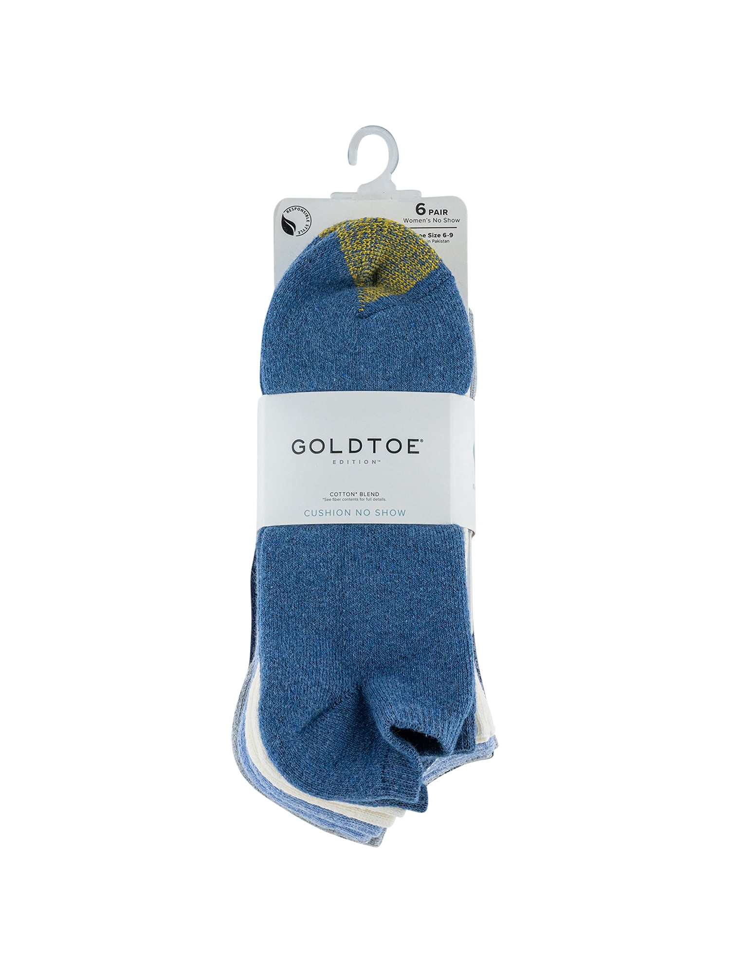 Goldtoe Edition Womens Full Cushion No Show Socks, 6 Pairs