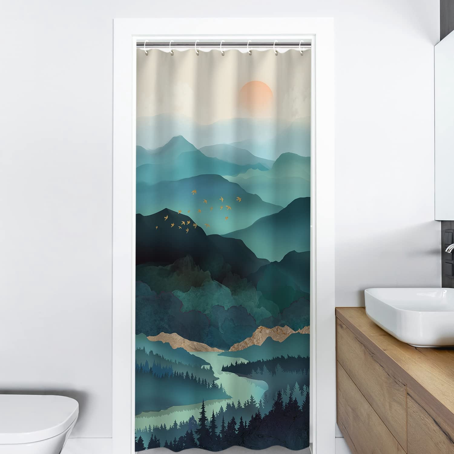 Thideape Forest Mountain Shower Curtain, 36" x 72"