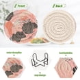 thumbnail image 4 of Haosy Set of 6 Drink Woven Coaster with Holder Heat Resistant Non-Slip Bar Coasters 4 Inches Trendy Hand Drawn Shells, 4 of 7