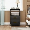 thumbnail image 3 of May in Color Tall Nightstand Set of 2, Side Table with 2 Drawers and Open Shelf on Top, for Bedroom, Living Room, Home Office, Black, 3 of 10