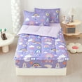 thumbnail image 3 of ZRNBAST Zipper Kids Comforter Set, 3-Piece Purple Twin Bed in a Bag, Cartoon Rainbow Stars Flowers Printed Zip Up Comforter Set for Girls, All in one Zipper Bedding(Purple,Twin), 3 of 11