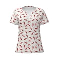thumbnail image 4 of Wukai Chili Casual V-Neck Graphic Tees for Women: Lightweight and Breathable Summer Tops with Stylish Design-Large, 4 of 8