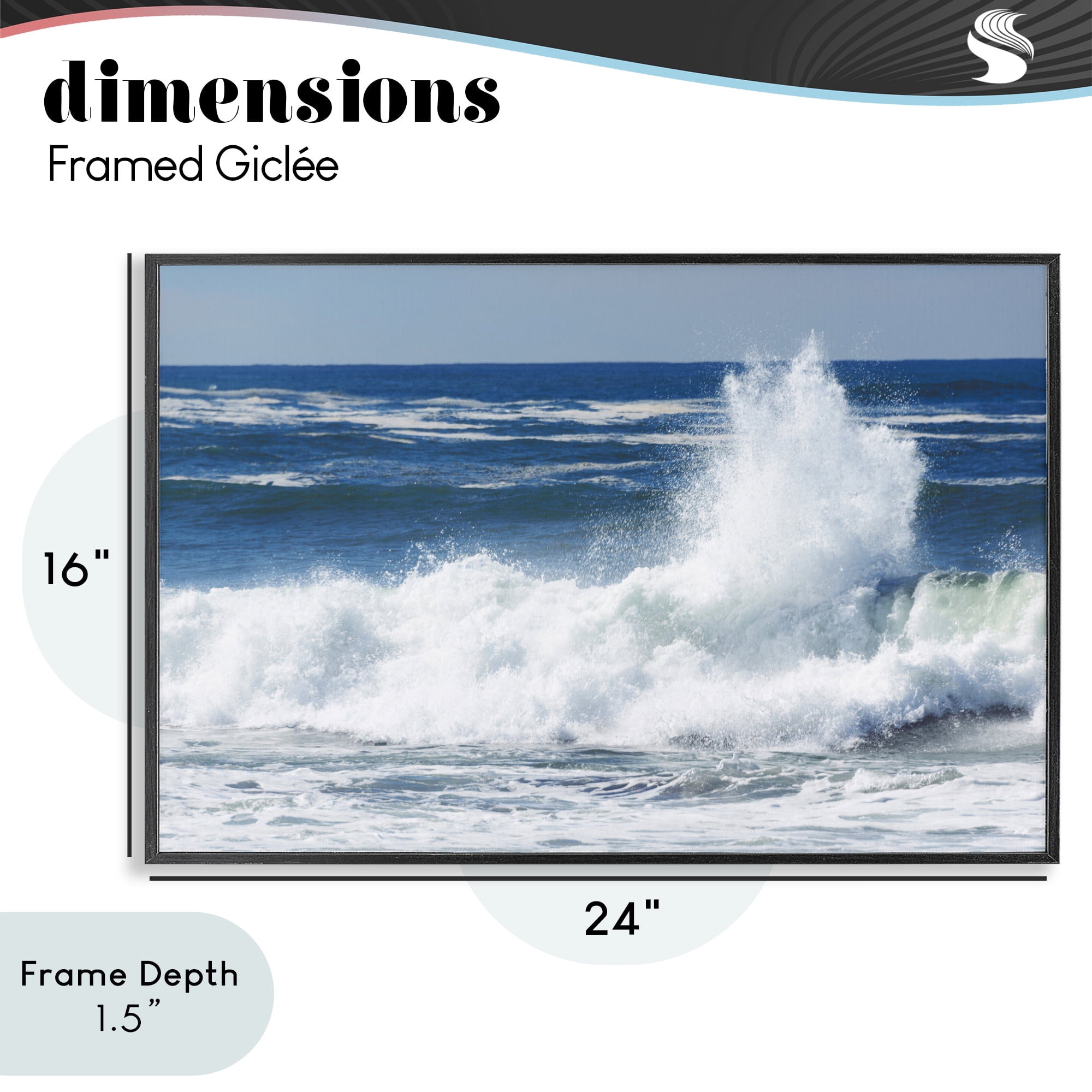 Stupell Industries Crashing Waves Splash Black Framed Giclee Art, design by JLM Photographs