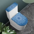 thumbnail image 2 of HELLHERO Elastic Edge Elastic Fabric Toilet Seat Protector, Reusable Washable Toilet Cover Set for Bathroom Accessories, Blue Symmetrical Floral, 2 of 8