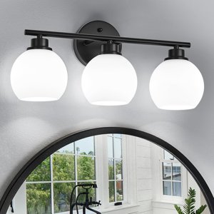 Matte Black Bathroom Light Fixtures 3-Light Vanity Light Over Mirror