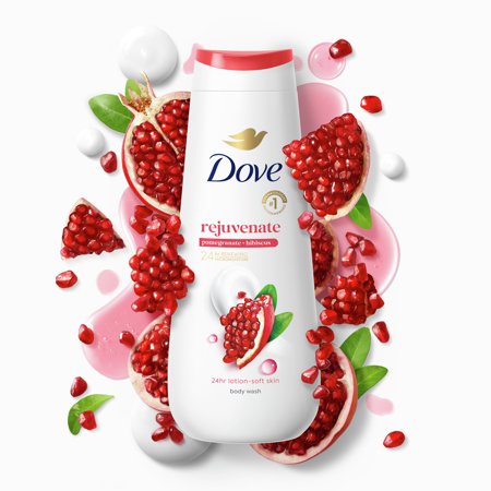 (3 PACK) DOVE BODY WASH FOR WOMEN REJUVENATING POMEGRANATE & HIBISCUS ALL SKIN, 30.6 OZ WITH PUMP