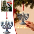 thumbnail image 1 of Adorno de Menorá de Janucá | Diseño de Estrella de David y Copo de Nieve | Decoración Navideña En Azul y Blanco | Colgante para Espejo de Coche | Regalo para El Festival de Las Luces Judío | Adorno p, 1 of 6