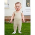 thumbnail image 4 of Qmyliery Baby Knit Jumpsuits Sleeveless Square Neck Solid Color Rompers Overalls Newborn Outfit, 4 of 8