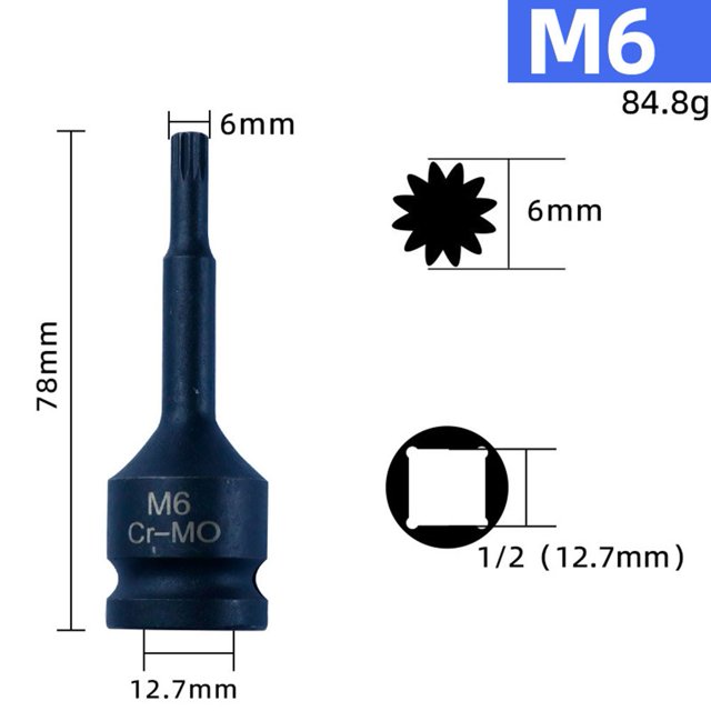 BTOER 3Inch M5-M19 1/2Inch Drive Wrench Socket Adapter 12 Point Socket Screwdriver Bit Home DIY Repair Hand Tool Accessories