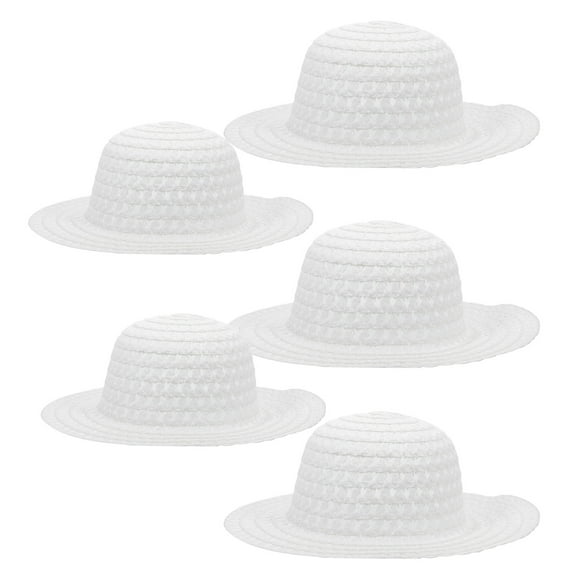 HOMEMAXS 5 Pcs Straw Hat DIY Children's Straw Hat Painting Man 28.10X28.10X11.00CM White