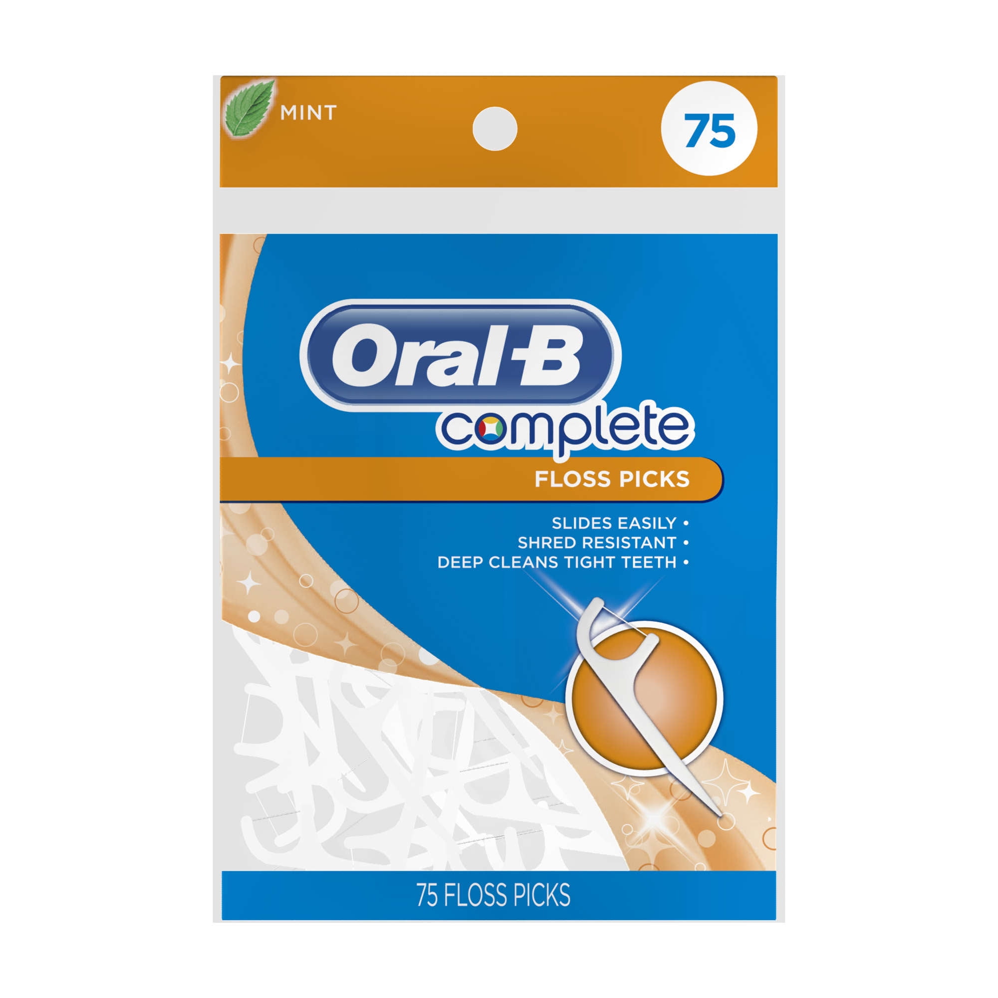 OralB Complete Dental Floss Picks, Mint, 75 Count OralB Complete Dental Floss Picks, Mint, 75 Count