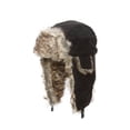 thumbnail image 2 of Poly-Wool Fur Trimmed Soft Warm Trooper Hat - Black, 2 of 2