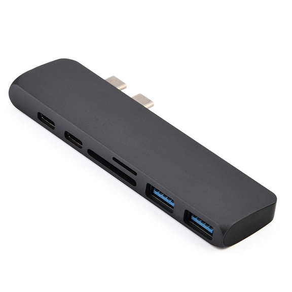 Yrmaups USB C Hub Adapter, 7-in-2 Double USB-C to 4K 2 USB 3.0 Ports SD/TF Card Reader, 100W PD Charging 5Gbps Data Transfer for Pro Air and Laptop Tablet PC