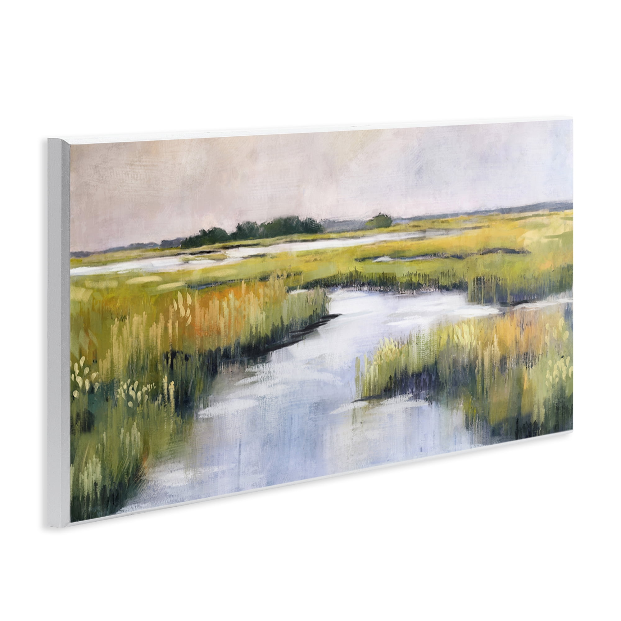 Stupell Industries Grassy Rural Marshlands Landscape & Nature Painting Unframed Art Print Wall Art, 17 x 7