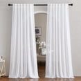 thumbnail image 1 of NICETOWN Linen Textured White Sheer Curtains 84 inches Long for Living Room, Semi Sheer Voile Panels Rod Pocket & Back Tab Design Translucent Privacy, 1 of 8