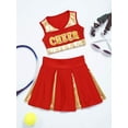 thumbnail image 4 of Sxiwei Kids Girls Cheer Leader Costume Cheerleading Uniform Tank Top with Pleated Skirt Halloween Red 10, 4 of 7