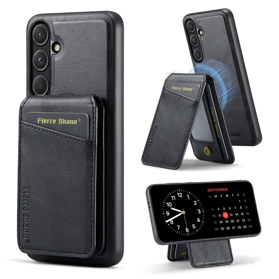 Dteck Magnetic Wallet Case for Samsung Galaxy S26, Shockproof Leather TPU Detachable Card Slots Wallet RFID Blocking Case Compatible with Mag Safe Kickstand Back Cover,Black