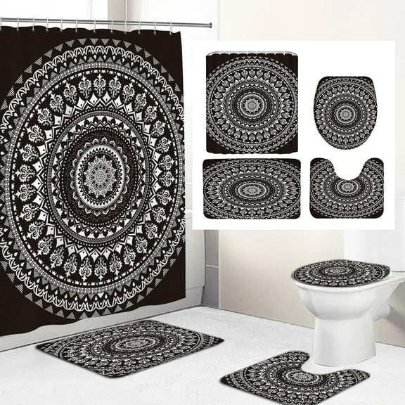 Bohemian Mandala style Printed Shower Curtain Waterproof Bathroom Curtains Home Decoration Non-Slip Rugs Bath Mat Set
