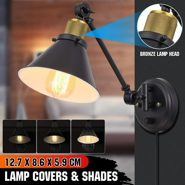 Swing Arm Wall Light Retro Lamp Cover Ceiling With On Off Switch Hardwired Or Plug In Sconces Lighting Com Swing Arm Wall Light Retro Lamp, Swing Arm Ceiling Light