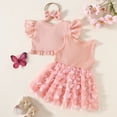 thumbnail image 4 of Staki Newborn Baby Girl Flower Dress Toddler Boho Tutu Tulle Dress Princess Wedding Birthday Party Dresses for Girls(Pink,12-18 Months), 4 of 9