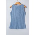 thumbnail image 5 of Women's Sky Blue Ribbed Tank Top – Slim Fit Mineral Wash Sleeveless Round Neck Casual Shirt, XL, 5 of 10