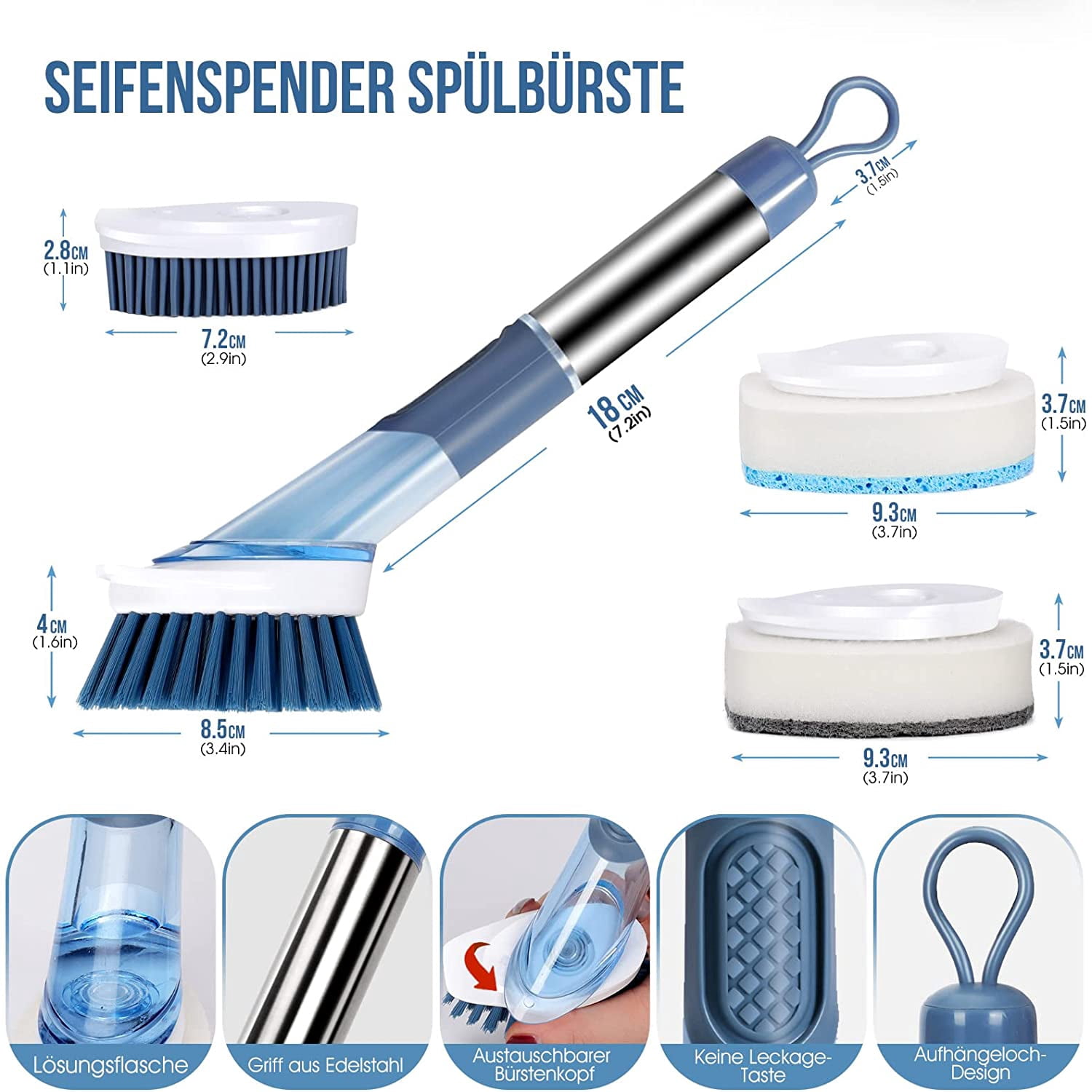 Kit De 3 Brosses à Vaisselle Avec Distributeur Intégré - Nettoyage Facile Casseroles Et Éviers
