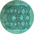 thumbnail image 1 of Ahgly Company Indoor Round Oriental Turquoise Blue Industrial Area Rugs, 7' Round, 1 of 4