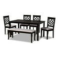 thumbnail image 2 of Baxton Studio Dori Modern and Contemporary Grey Fabric Upholstered and Dark Brown Finished Wood 6-Piece Dining Set, 2 of 7