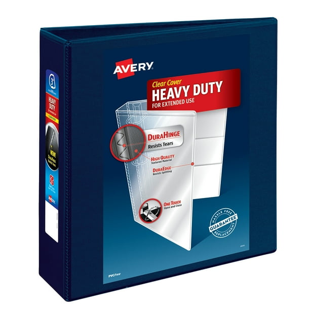 Avery HeavyDuty View 3 Ring Binder, 3" One Touch EZD Rings, 1 Navy