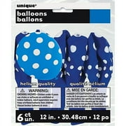12" Latex Royal Blue Polka Dot Balloons, 6ct
