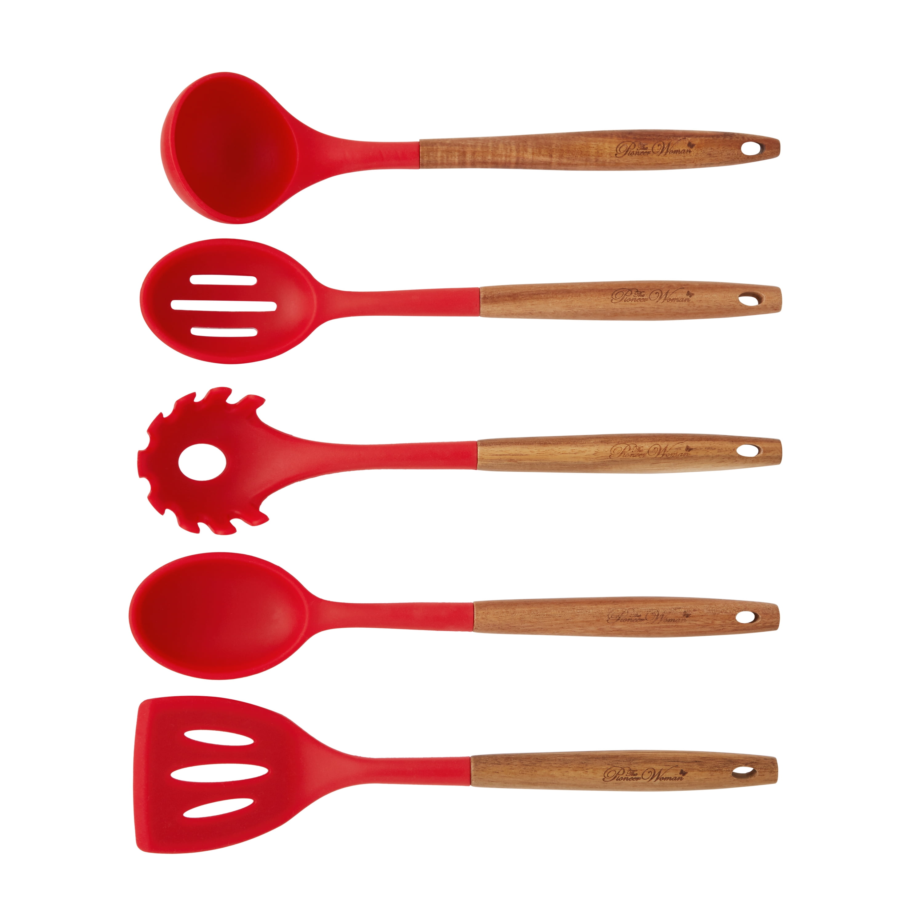 RED 10 PIECE HARD SILICON UTENSIL SET