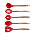thumbnail image 6 of The Pioneer Woman 10-Piece Silicone and Wood Handle Kitchen Cooking Utensils Set, Red, 6 of 14