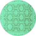 thumbnail image 1 of Ahgly Company Indoor Round Oriental Turquoise Blue Traditional Area Rugs, 3' Round, 1 of 4