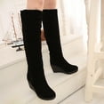 thumbnail image 2 of Fesfesfes Tall Boots For Women Slip-on Thick Wedge Heels High Heels Solid Color Winter Warm Knee High Round Toe Thick Fleece Snow 40(US:7.5), 2 of 4