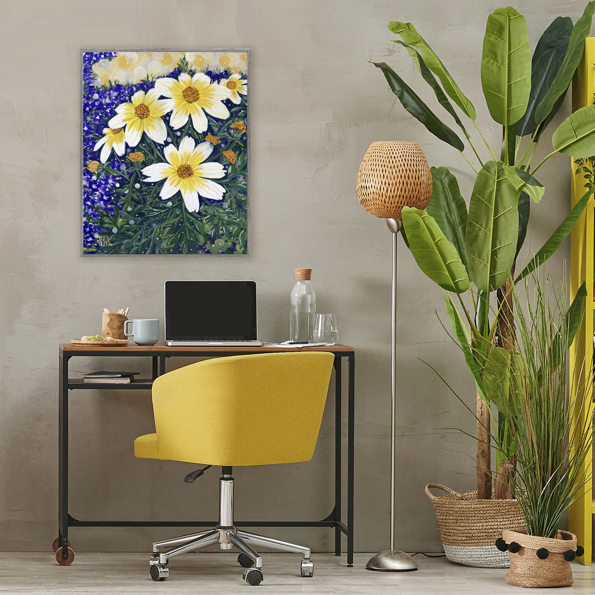 Stupell Industries Summer Garden Cosmos Gray Framed Giclee Art, design by Sarah Waldron Kimball