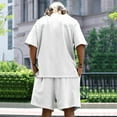 thumbnail image 5 of Stamzod Mens Track Suits 2 Piece Set Summer Solid Color Short Sleeve Tshirt and Shorts Casual Loose Plus Size Workout Running Short Sets for Men with Pocket White L, 5 of 9