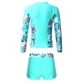 thumbnail image 2 of TiaoBug Kids Girls Rash Guard 2pcs Swimwear Long Sleeve Zipper Swim Jacket Top Bottom Tankini Pool Party Beachwear Sunsuit Zipper Leaf 8, 2 of 7