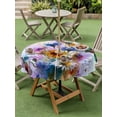 thumbnail image 4 of Outdoor Tablecloths with Umbrella Hole & Zipper, Pink Purple Hummingbird Round Tablecloth 54 Inch, Spring Oil Painting Sunflowers Waterproof Table Cloth, Patio/Pool/Picnic Table Covers, 4 of 8