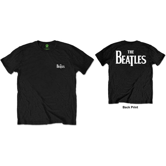 Men's Beatles Drop T Logo (Back Print/Retail Pack) Slim Fit T-shirt Small Black