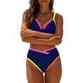 thumbnail image 4 of Guluxicc 2 Piece Bikini Sets for Women Color Block V Neck High Waisted Padded Push-Up Summer Beach Swimsuits Bathing Suit, 4 of 8