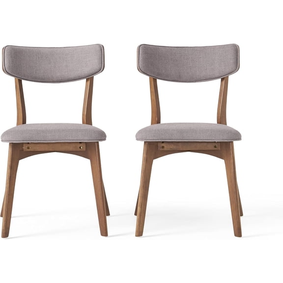 Christopher Knight Home Chazz Mid-Century Fabric Dining Chairs with Natural Walnut Finished Frame, 2-Pcs Set, Dark Grey / Natural Walnut Finish