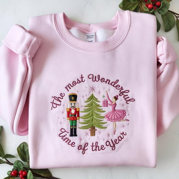 Nutcracker Ballerina Embroidered Sweatshirt, Christmas Nutcracker Shirt, Family Christmas Shirt, It's Most Wonderful Time of The Year Shirt