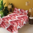 thumbnail image 2 of Ambesonne Rose Pattern Fitted & Flat Sheet with Sham 3 Pcs Set, Fractal Flowers Retro, Twin, Dark Pink Blush White, 2 of 5