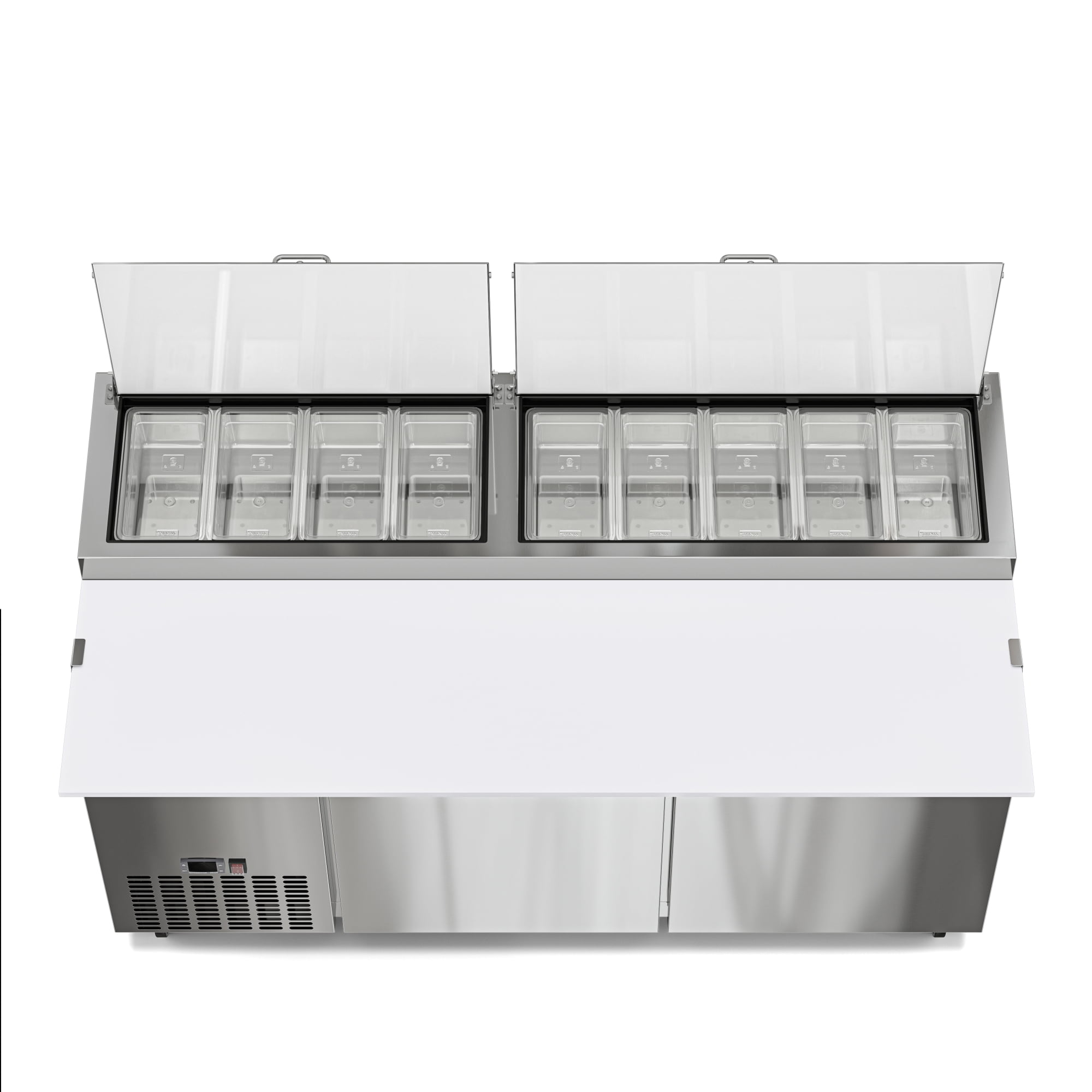 71 in. Two Door Commercial Pizza Prep Refrigerator in Stainless-Steel (KM-RPPS-2DSS)