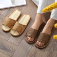 thumbnail image 6 of NOKIO Women Spring Summer Rattan Flip Flops Slipper Boho Flat Slide Sandals Casual Summer Beach Shoes Female Rattan Grass Woven Household Indoor Couples Soft Sole Silent Floor Linen Slippers, 6 of 6